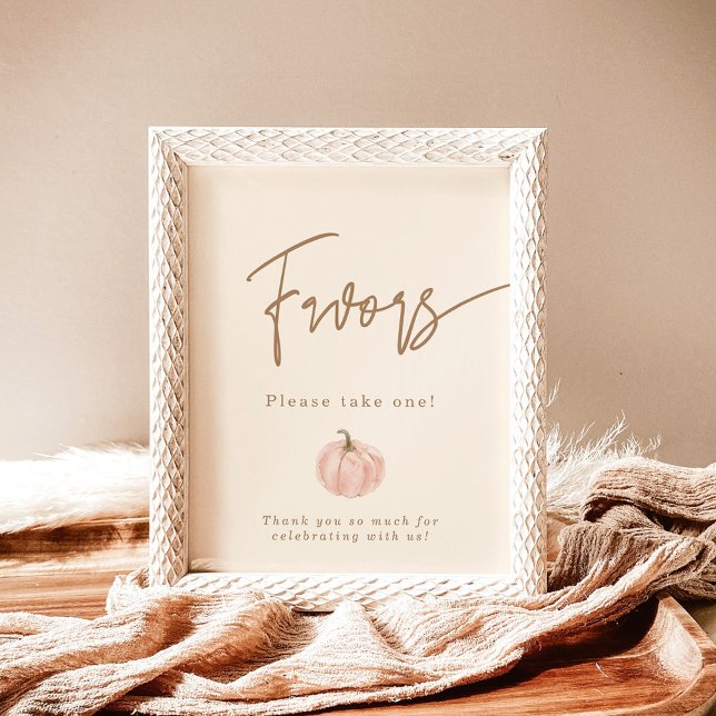Affiche Chute Baby shower Faveurs Signer, Favoris Citrouil (Créateur téléchargé)