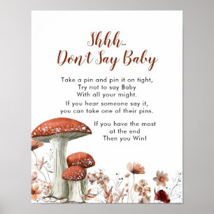 Affiche Chute Boho champignons Floral Ne pas dire bébé sig