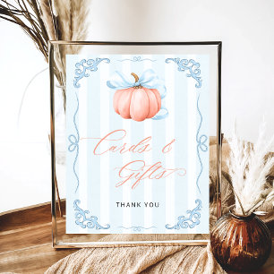 Affiche Chute Citrouille Bleu Cartes et Cadeaux