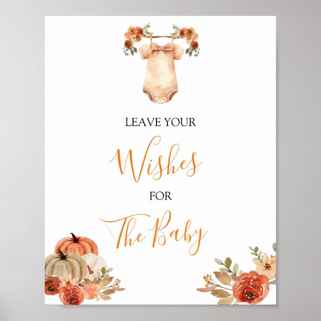 Affiche Chute Citrouille Floral Vêtements de bébé Laissez  (Devant)