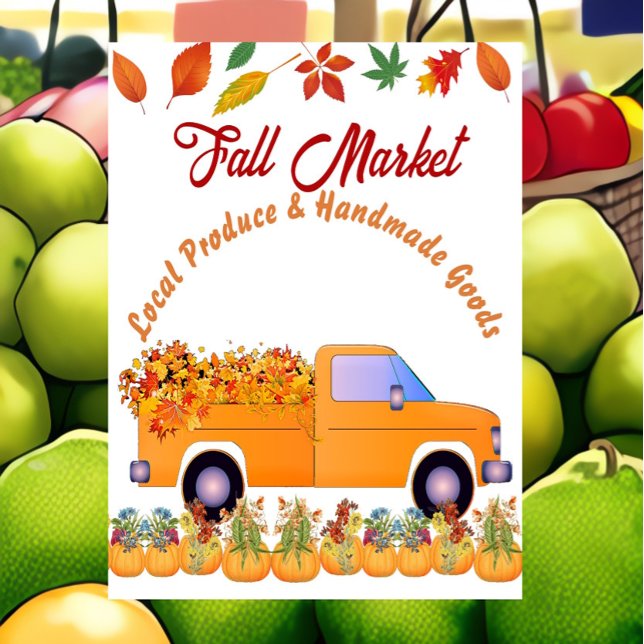 Affiche Chute Citrouille Patch Farmhouse Camion artisanal (Fall Market Poster)