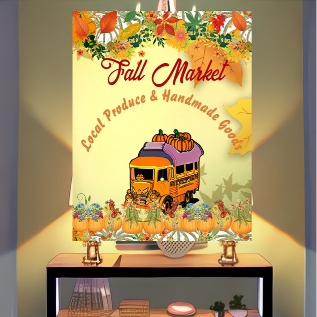 Affiche Chute Citrouille Patch Farmhouse Harvest Truck (Fall Market Poster)