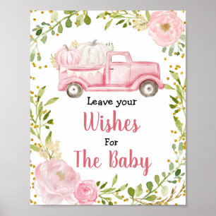 Affiche Chute Citrouille rose Baby shower des souhaits pou