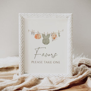 Affiche Chute Citrouille Vêtements de bébé Baby shower Fav