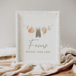 Affiche Chute Citrouille Vêtements de bébé Baby shower Fav