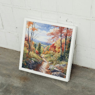 Affiche Chute Confortable En Vermont Forest Watercolor Art