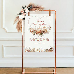 Affiche Chute d'amour Citrouille Fleur sauvage Baby shower