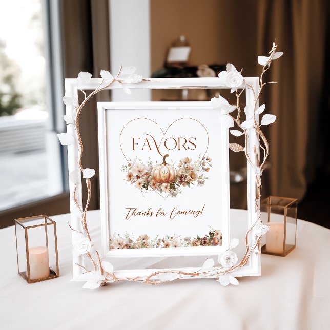 Affiche Chute d'amour Citrouille Fleur sauvage Baby shower (Créateur téléchargé)