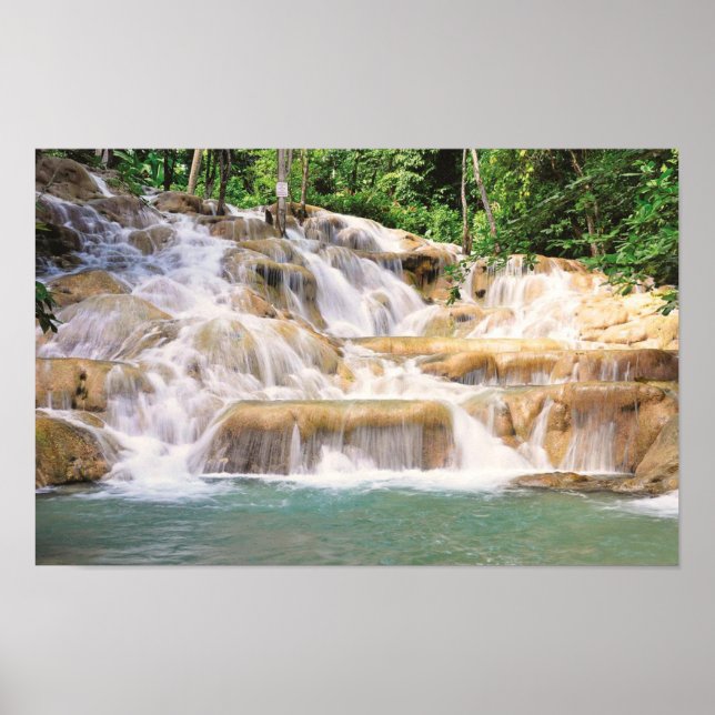 Affiche Chute de la rivière Dunn en Jamaïque de près (Devant)