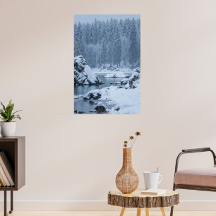 Affiche Chute de neige abondante lac Fusine, Italie