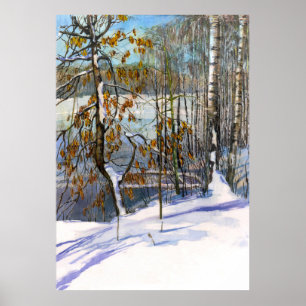 Affiche Chute de neige aquarelle peinture