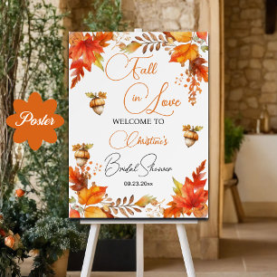 Affiche Chute en amour Boho Fête des mariées Florale Bienv