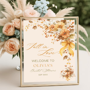 Affiche Chute en amour Boho Fête des mariées Florale Bienv