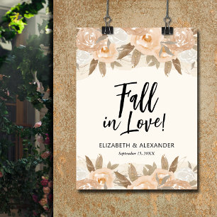 Affiche Chute en Amour Fleurs de Pêche Mariage Bienvenue