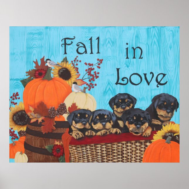 Affiche Chute en amour Rottweiler Imprimer (Devant)