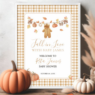 Affiche Chute en amour Rustique Boho Baby shower d'automne
