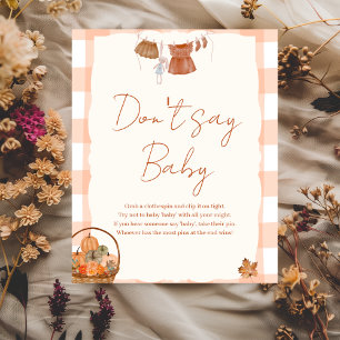 Affiche Chute en Baby shower d'amour Ne pas dire Bébé Sign