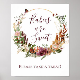 Affiche Chute Floral Les bébés sont Baby showers doux