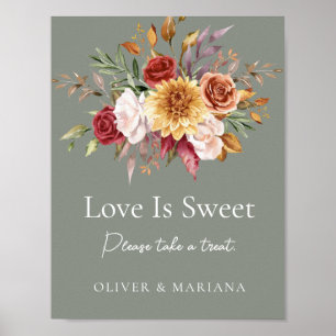 Affiche Chute Florale Sage Vert Mariage L'amour est doux s