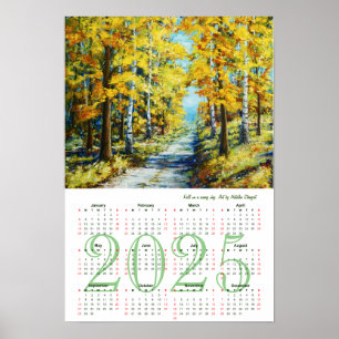 Affiche Chute par une journée ensoleillée. Calendrier d'ar