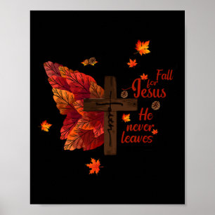 Affiche Chute Pour Jésus Il N'A Jamais Feuille Automne Chr
