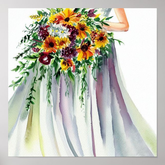 Affiche Chute radiante, Bouquet en cascade nuptiale 1, (Devant)