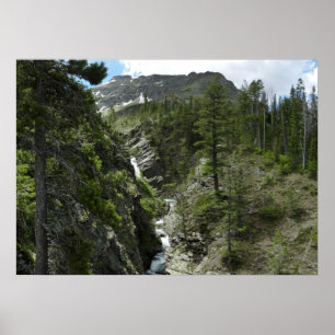 Affiche Chutes d'Appistoki et pic au parc national Glacier