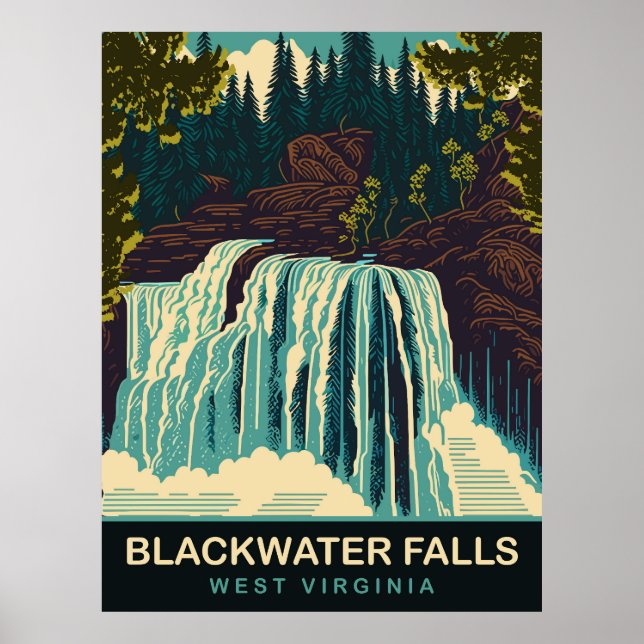 Affiche Chutes de Blackwater, Virginie-Occidentale, Voyage (Devant)