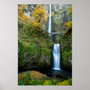 Affiche Chutes de Multnomah en automne dans la gorge du Co