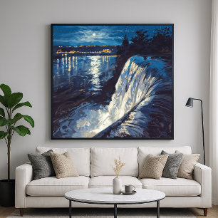 Affiche Chutes de nuit - Style d'illustration de la nature