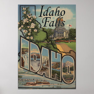 Affiche Chutes D'Idaho, Idaho - Scènes De Grandes Lettres