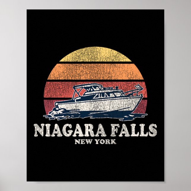 Affiche Chutes du Niagara Ny Voile Ancienne 70s Rétro De B (Devant)