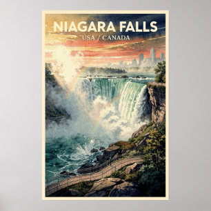Affiche Chutes du Niagara Voyage Vintage