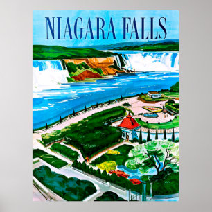 Affiche Chutes du Niagara, vue aérienne, Canada, voyage vi