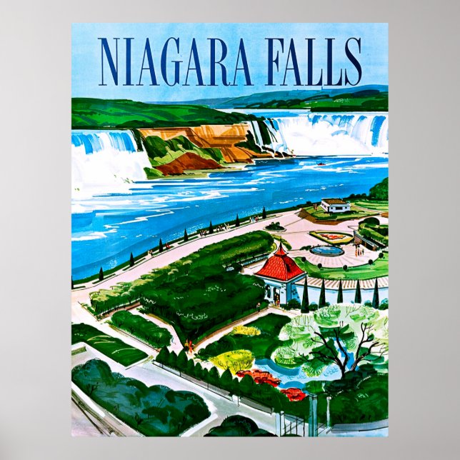 Affiche Chutes du Niagara, vue aérienne, Canada, voyage vi (Devant)