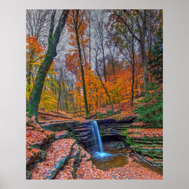 Affiche Chutes Dundee en automne, Ohio (Devant)