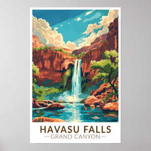 Affiche Chutes Havasu Grand Canyon Voyage Art Rétro