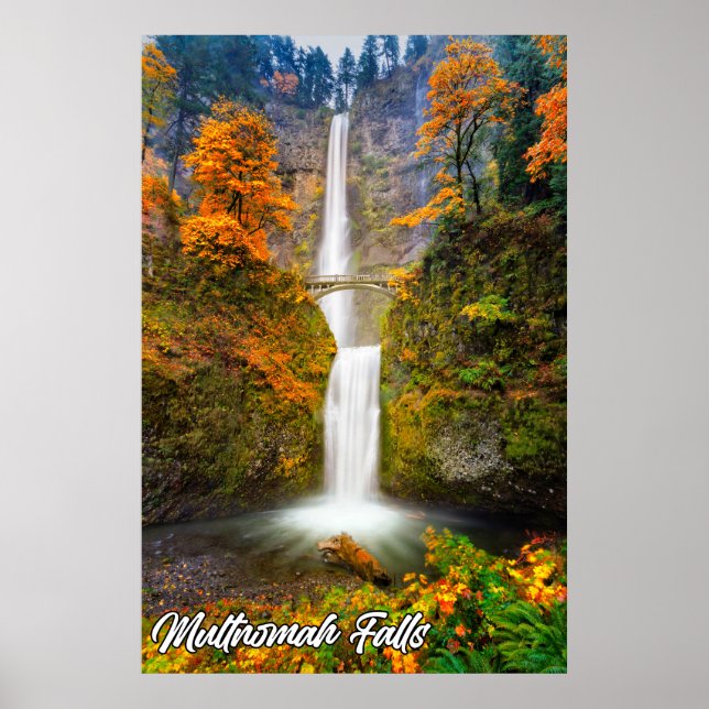 Affiche Chutes Multnomah, Columbia River Gorge, Oregon (Devant)