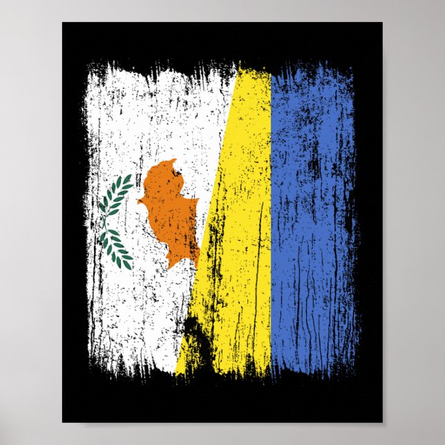Affiche Chypre Ukraine Demi-drapeau Chypriote ukrainien Pa (Devant)