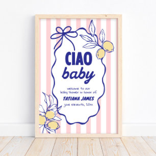 Affiche CIAO BABY Lemon Baby shower Amalfi méditerranéen