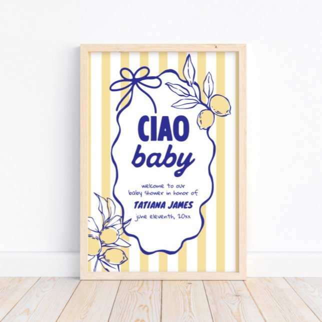 Affiche CIAO BABY Lemon Baby shower Amalfi méditerranéen (Créateur téléchargé)