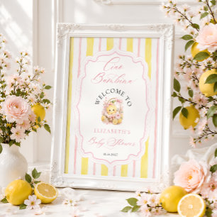 Affiche Ciao Bambina Citrons Bienvenue Baby Shower Fille