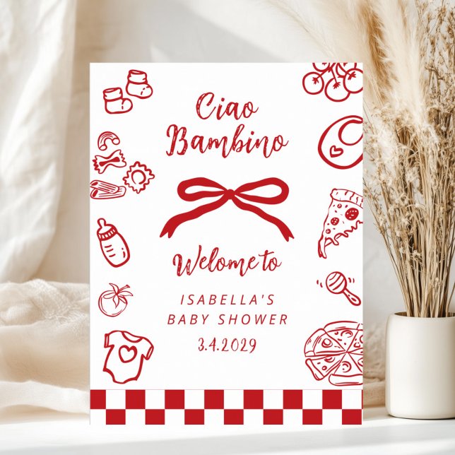 Affiche Ciao Bambino Whimsical Pizza Baby Shower Welcome (Créateur téléchargé)