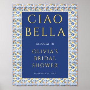 Affiche Ciao Bella Bleu Bienvenue Mariage Italien