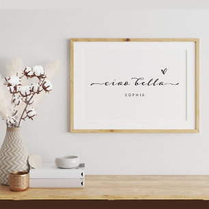 Affiche Ciao Bella Écriture moderne italienne avec cœur