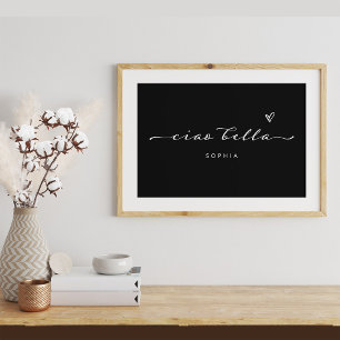 Affiche Ciao Bella Écriture moderne italienne avec cœur