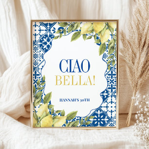 Affiche Ciao Bella La Dolce Vita Panneau italien citron