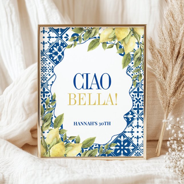 Affiche Ciao Bella La Dolce Vita Panneau italien citron (Créateur téléchargé)