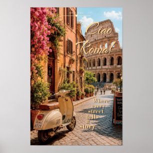 Affiche Ciao Roma Vintage Colisée Scénographie Artistique
