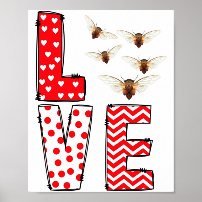 Affiche Cicada Valentines Day Love Valentine Cute Hearts  (Devant)